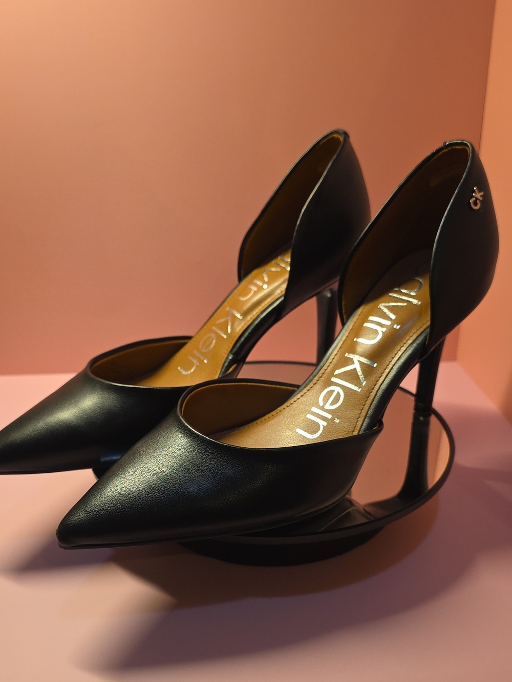 Calvin Klein Black Pointed Toe D'Orsay Stilettos